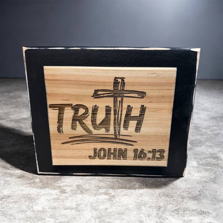 “TRUTH” Solid Wood Scripture Block Sign – John 16:13 for wholesale by Faithful Creations Studios