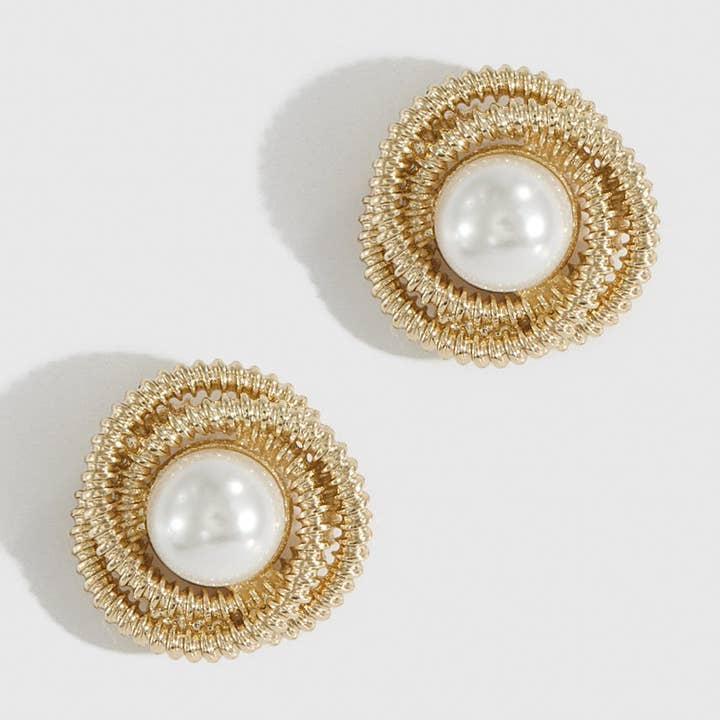Gold Mini 90's Pearl Stud Earrings for wholesale on Faire0