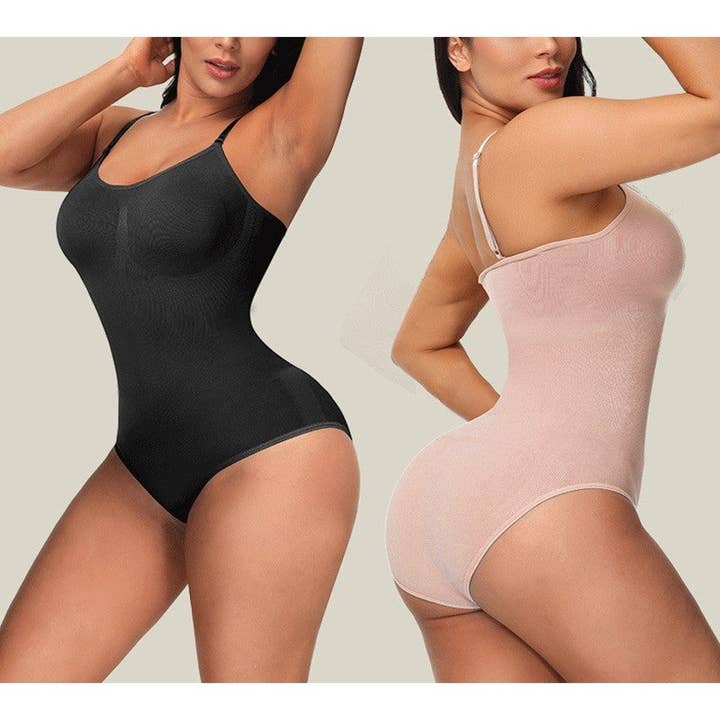 FurDecoration - Wholesale Shapewear - Women's - Solid Color Adjustable Shoulder Straps Tummy Control High Elastic Bodysuit Shapewear1