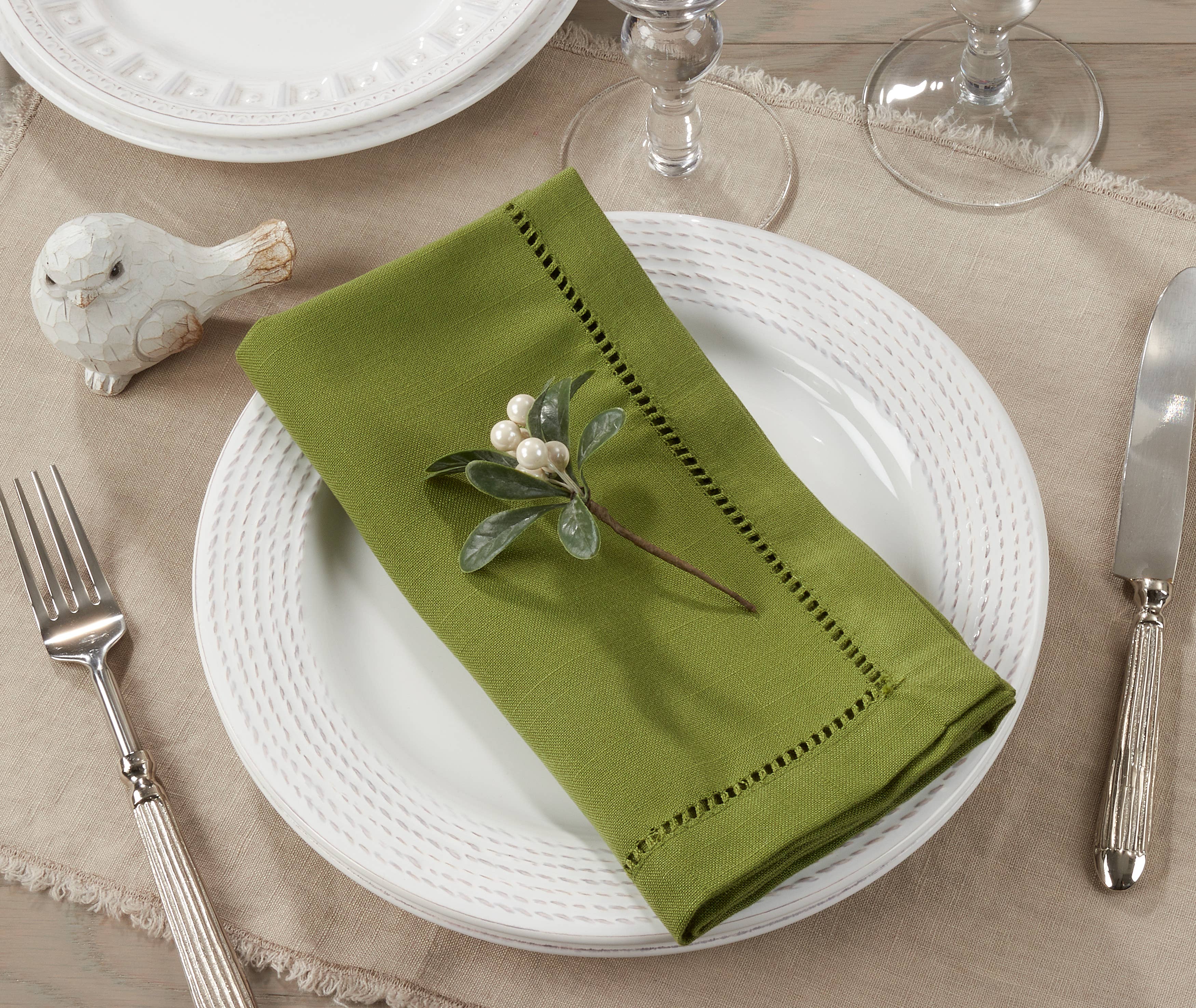 Saro Lifestyle – wholesale Dinner & cloth napkin – Poly Hemstitched Dinner Napkin10
