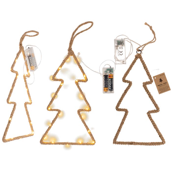 Albero in metallo con decorazione in juta e LED, per la vendita all'ingrosso da parte di Out of the blue KG