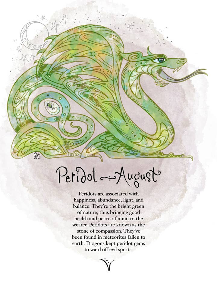 Tarjeta con piedra de nacimiento de dragón, marcador de terciopelo, agosto para venta al por mayor de Give A Fig
