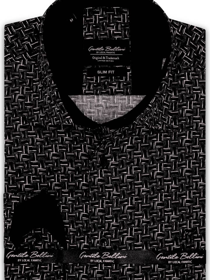 Chemise pour homme - Line Designe Print - Noir pour la vente par Gentile Bellini