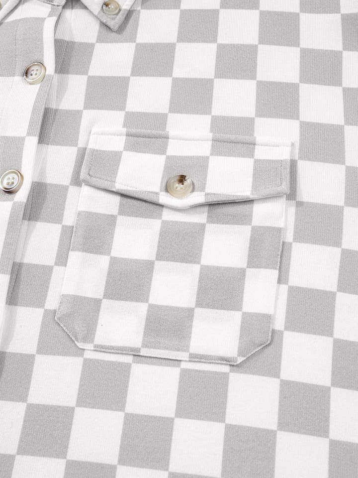 Khaki Checkered Buttoned Down Casual Western Jacket for wholesale on Faire7