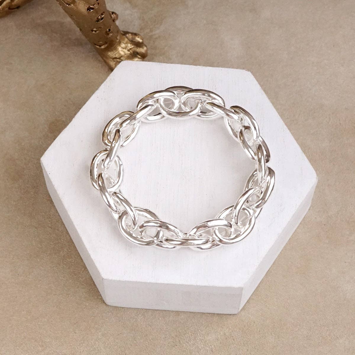 PennyLine inc - Wholesale Link & Chain Bracelet - Bold Links – Chunky Chain Stretchy Bracelet - in Gold or Silver9