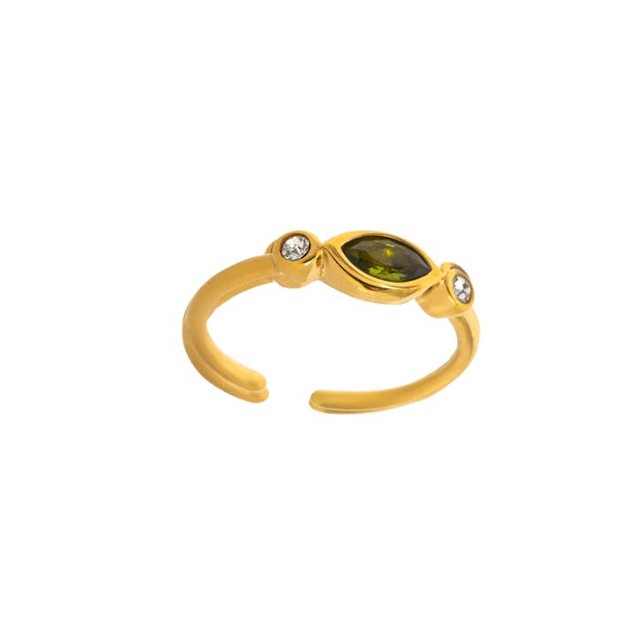 Bague Isolde vert olive pour la vente par Rosies