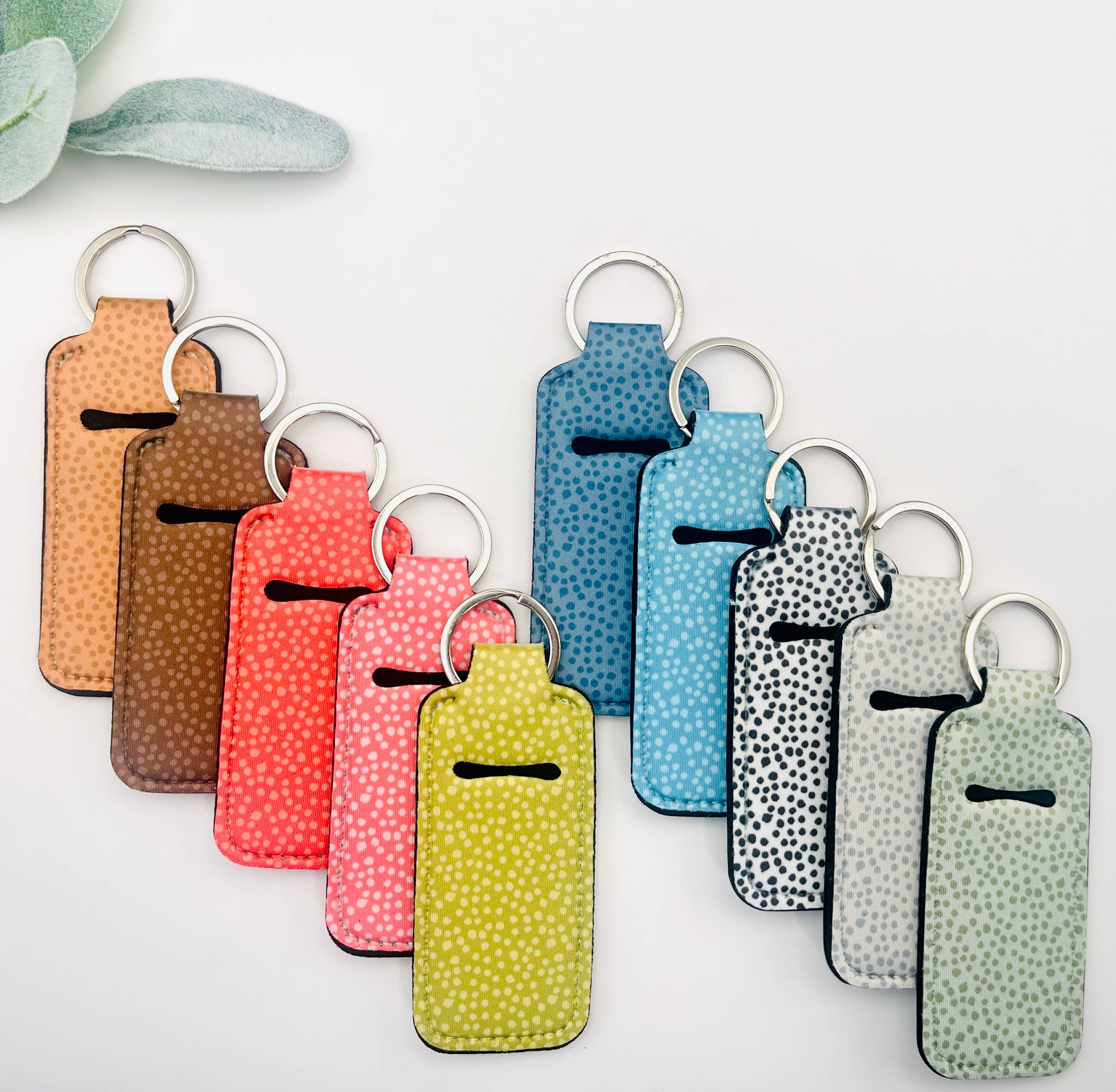 MarissaDDesigns – Estojo/suporte para protetor labial por atacado – Porta-batom com padrão de bolinhas – Porta-chaves fofo e prático15