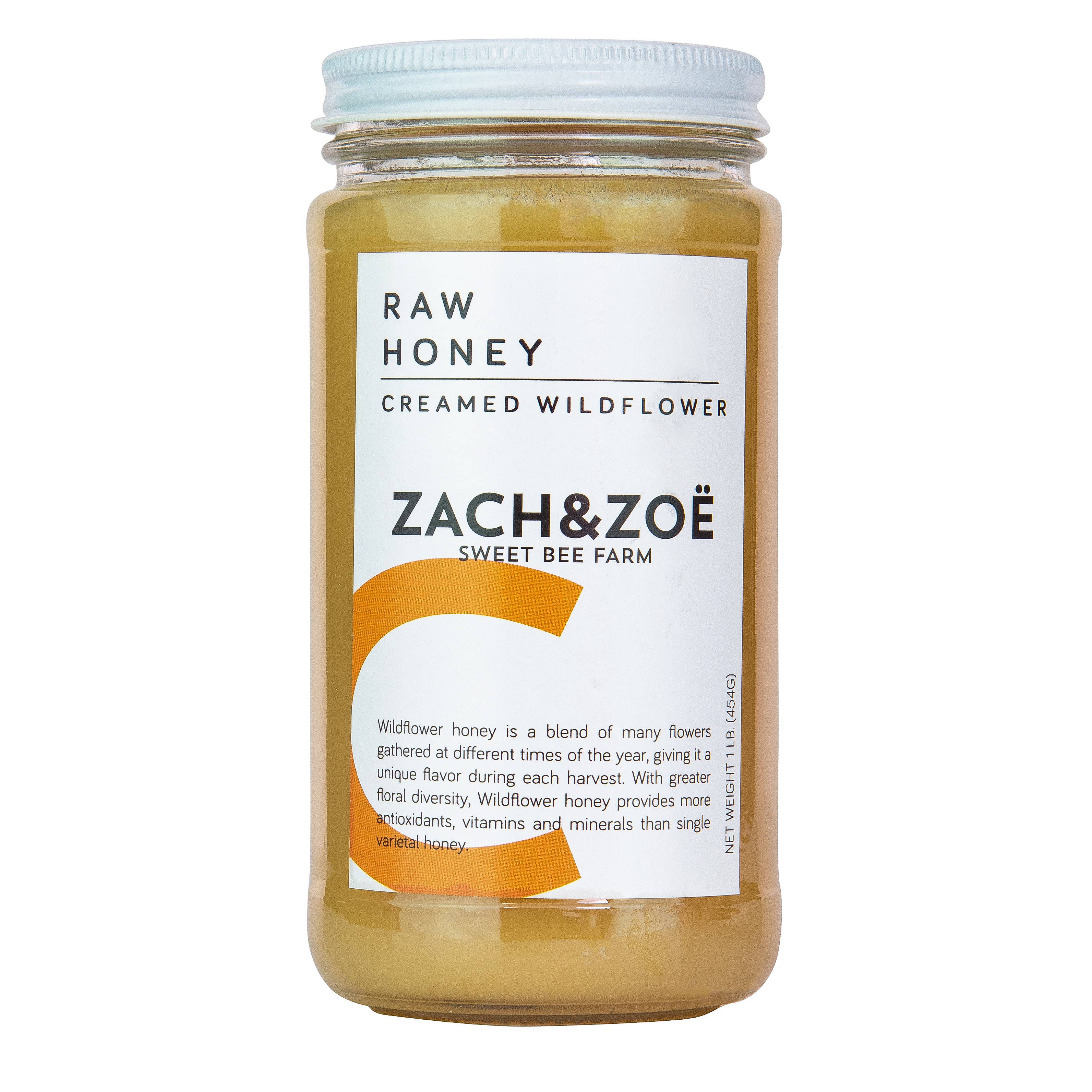 Zach & Zoe Sweet Bee Farm - Vente Miel - Miel de fleurs sauvages en crème 16oz1