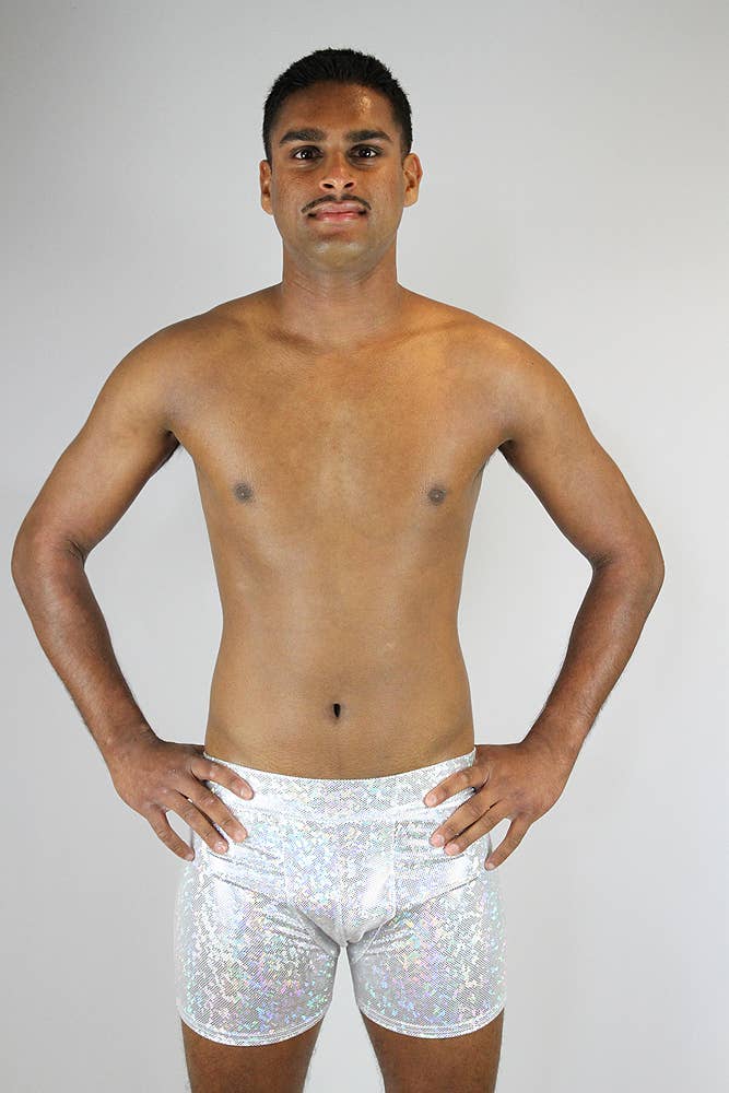 Rarr Designs - Wholesale Athletic shorts – Men's - White Sparkle Men'S Pole Short