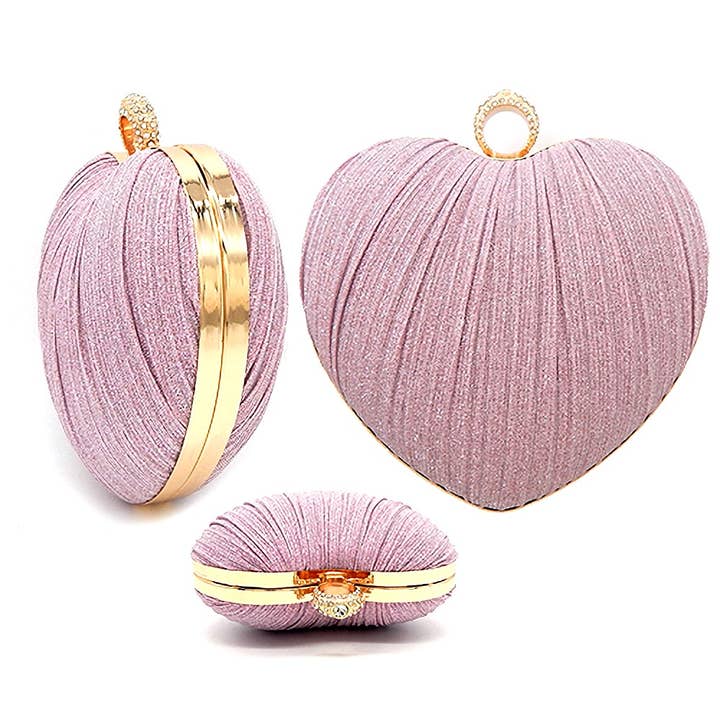Diacly - Wholesale Clutch Bag - Women's - Glitter Mesh Cover Heart Clutch Bag
