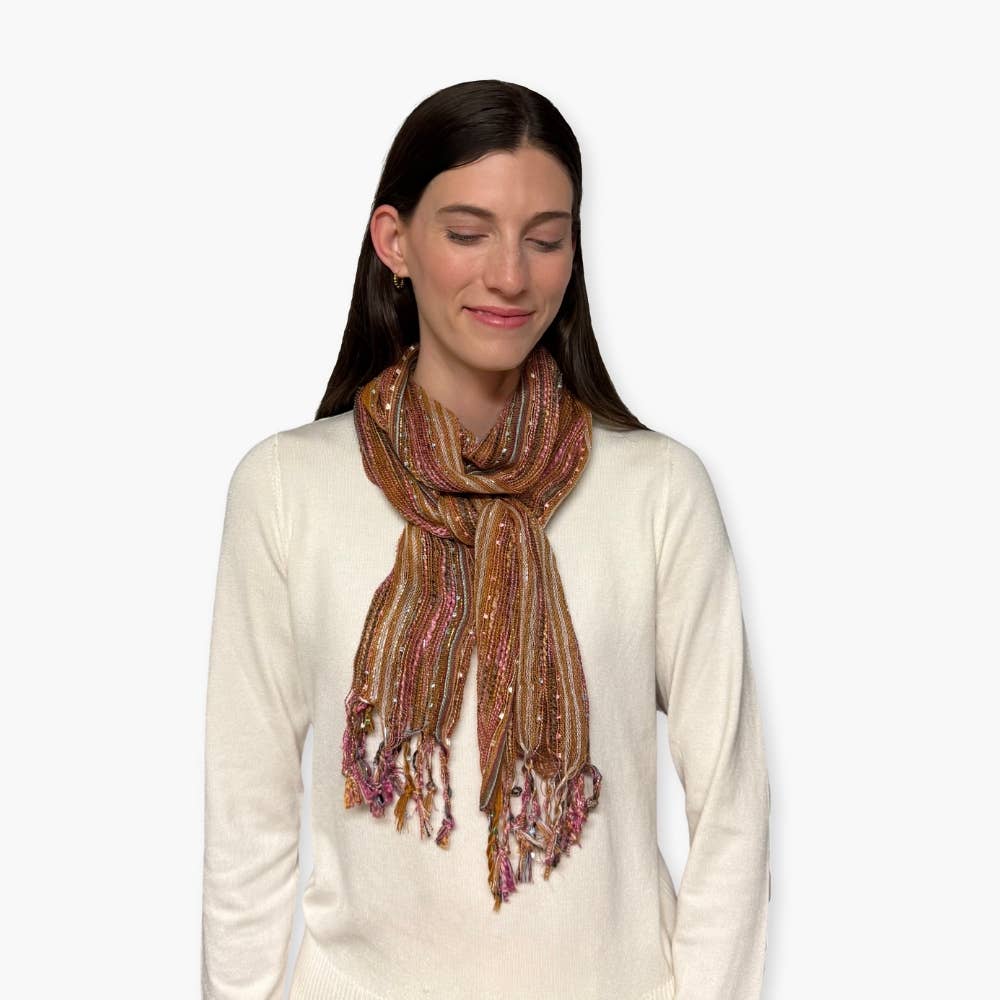 Humble Hilo – wholesale Scarf – Women's – Humble Hilo Multicolored Thread Artisan Scarf131