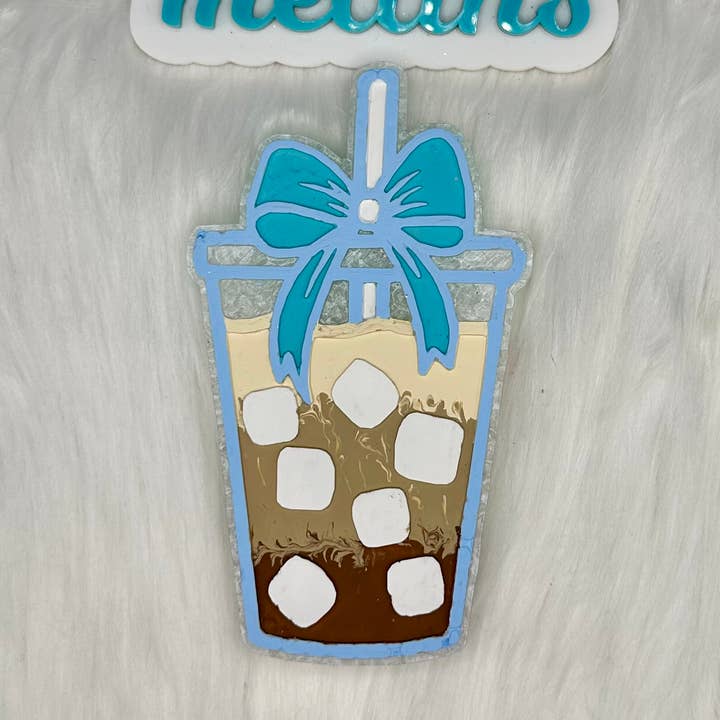 Iced Coffee with Bow Car Freshie for wholesale by Great Smoky Meltin’s, LLC