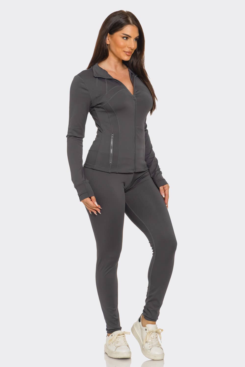 Julia by LoveJ - Wholesale Activewear Set - Women's - Front Zip Up Jacket And Leggings Set7