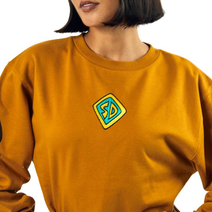 Bioworld Merchandising - Wholesale Graphic Sweatshirt - Women's - Scooby Doo Dog Tag & Spots Women's Brown Crew Neck Long Sleeve Oversized Fleece Sweatshirt3