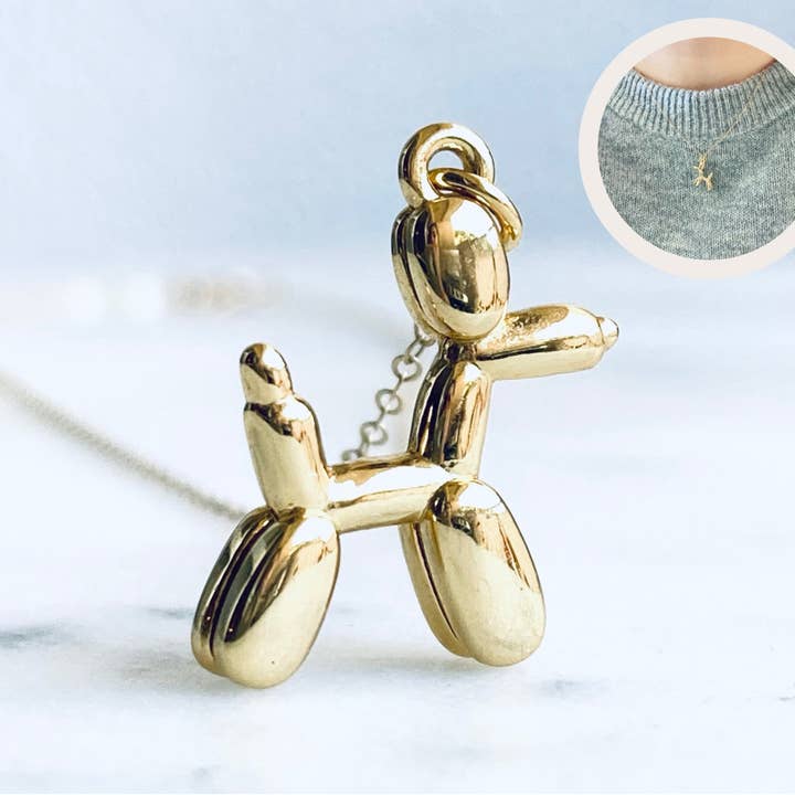 Amady Jewelry - Wholesale Pendant/charm necklace - Balloon gold dog necklace, puppy ballon necklace, little dog2