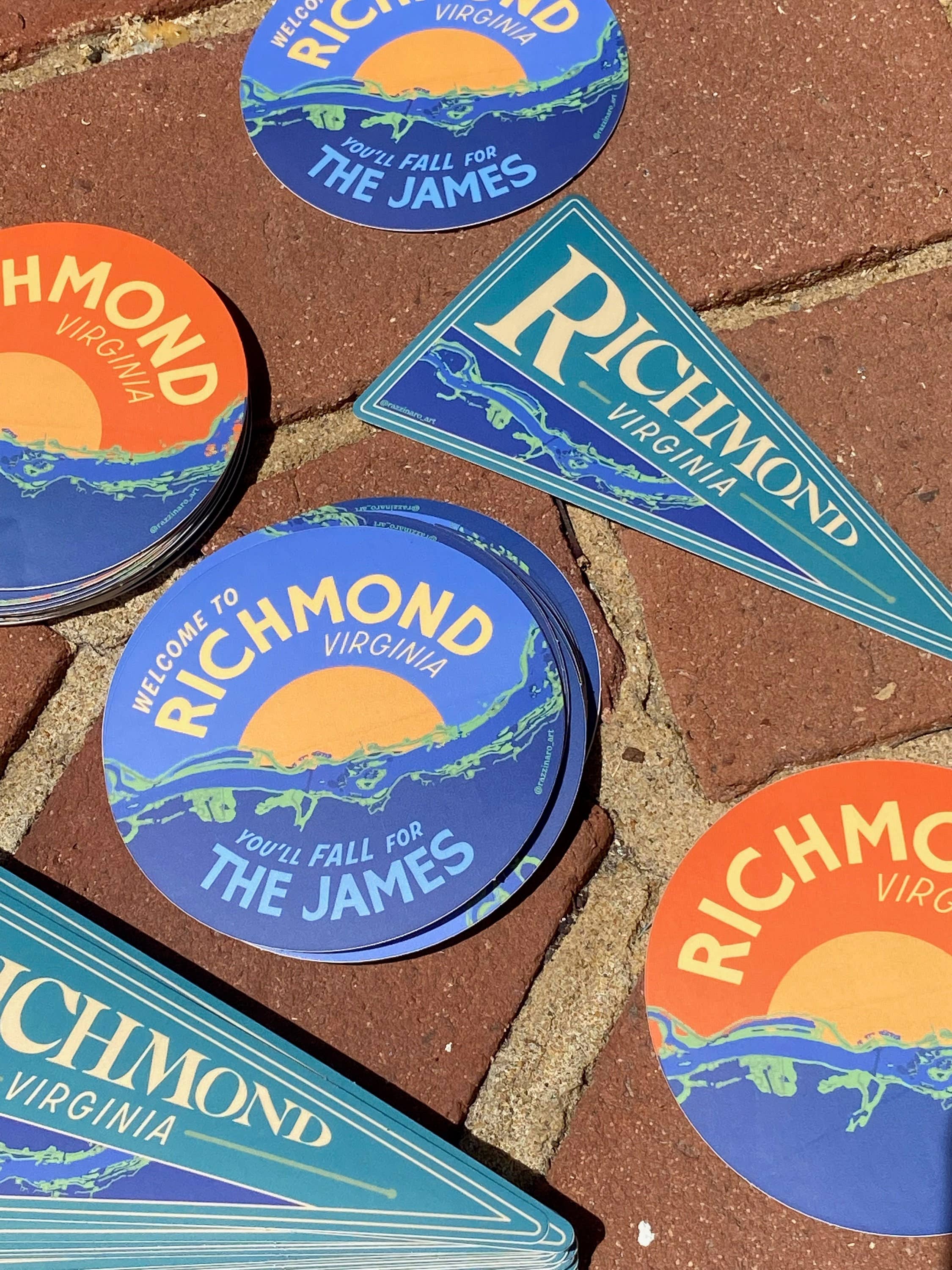 Three to the Em Prints - Wholesale Sticker - Richmond, Virginia Sticker Set, RVA, James River4