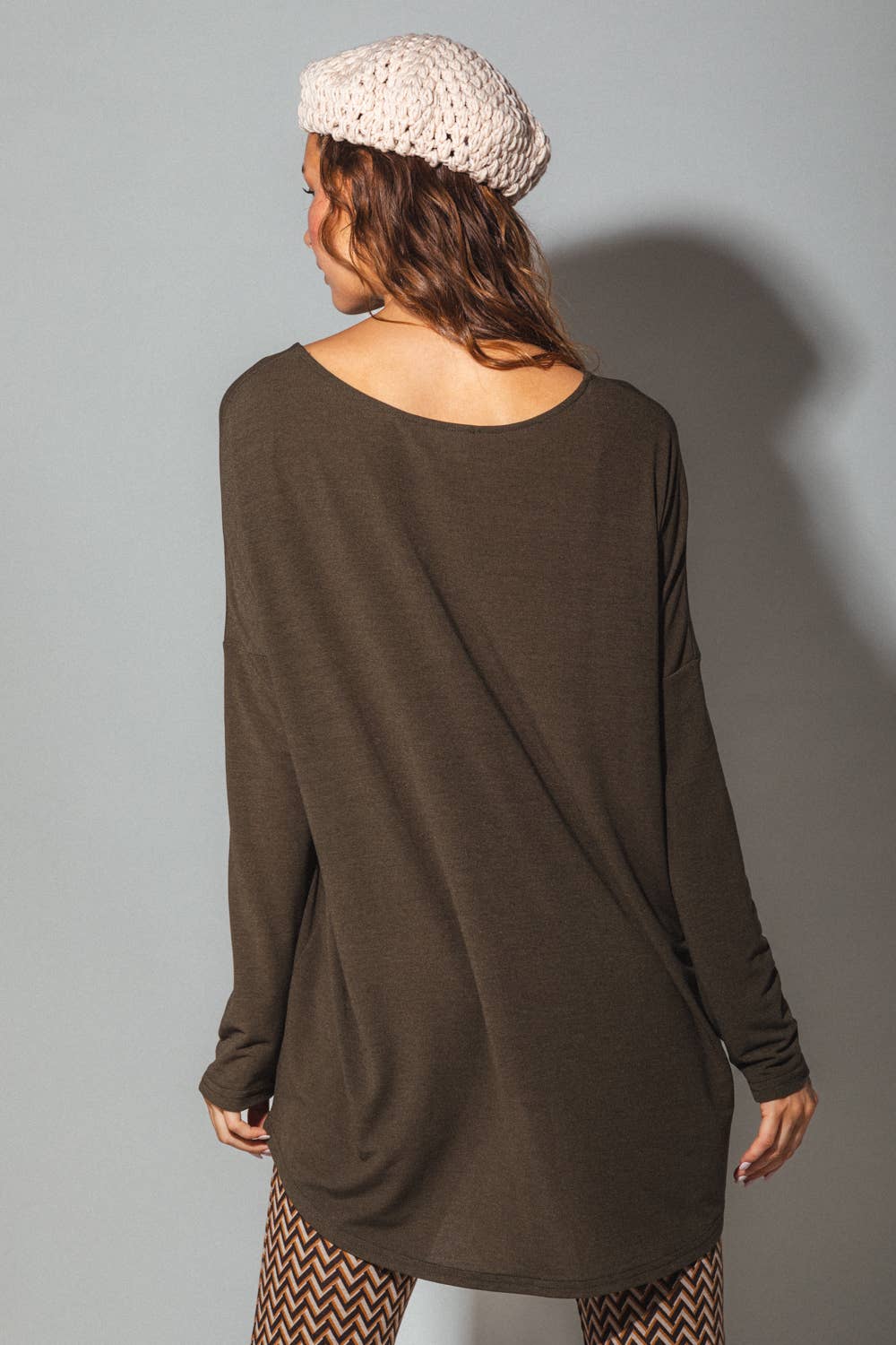 VERY J - Wholesale Tunic - Women's - LT24297-Long sleeve tunic knit top15