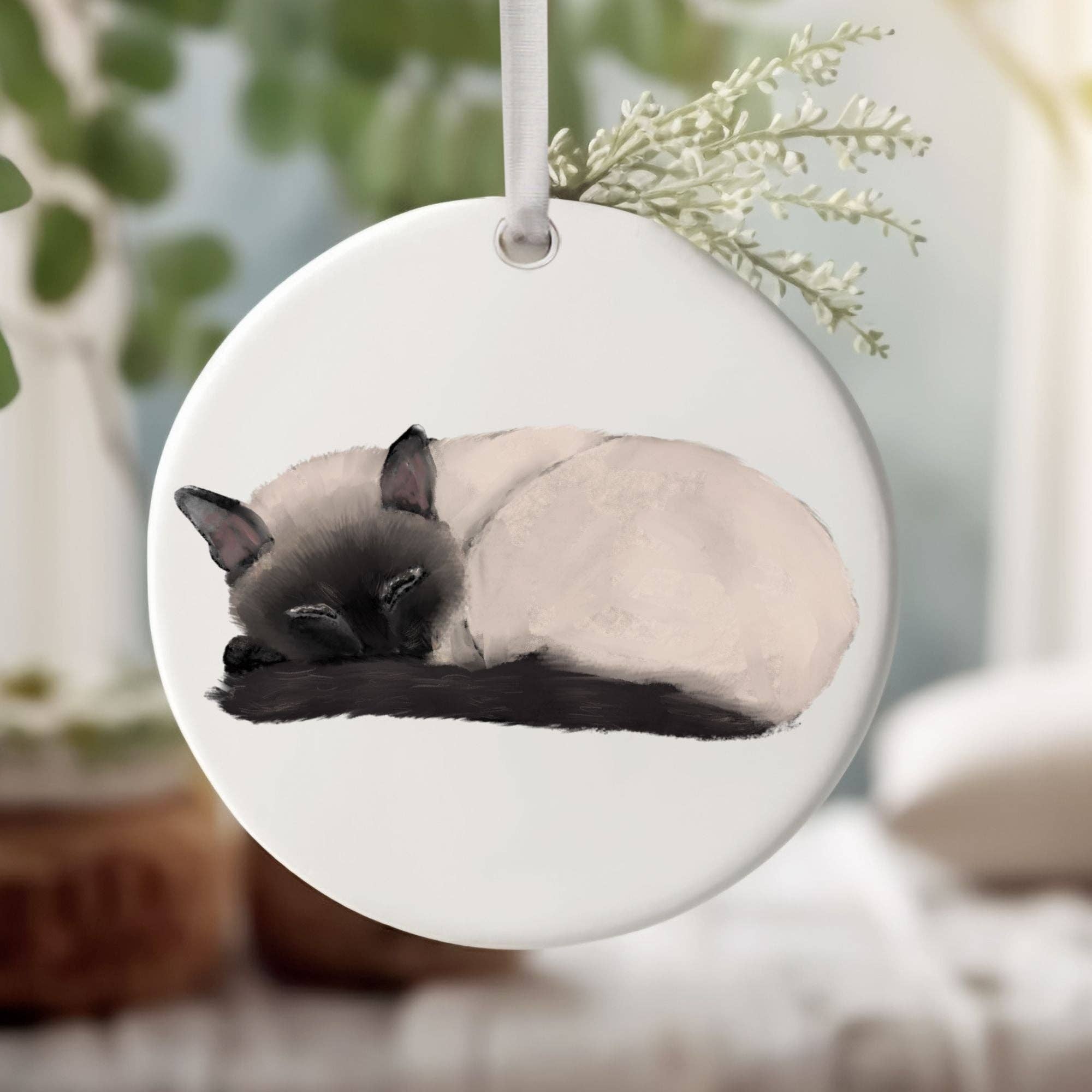MerikaArt - Wholesale Ornament - Sleeping Siamese Cat Ceramic Ornament1