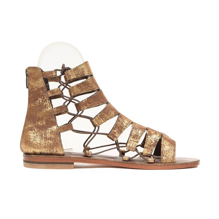 Wholesale Leather Women's Closed Back & Zippered Flat Sandal for wholesale by FIBO