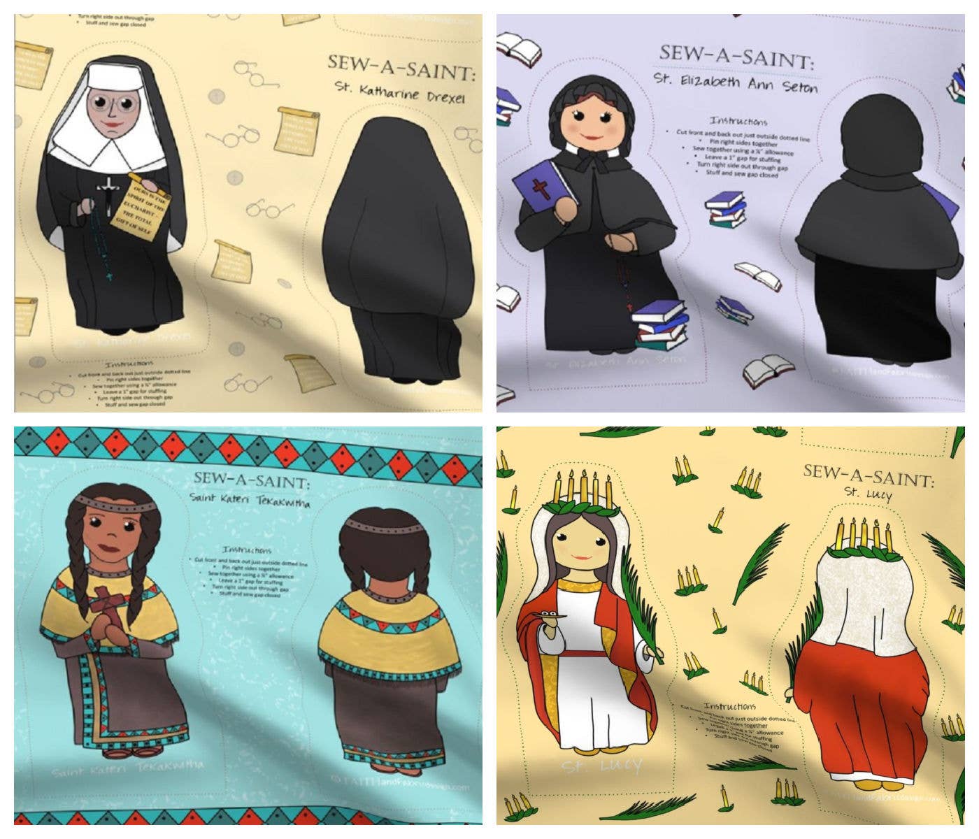 Faith and Fabric - Wholesale Craft Sewing Kit - Sew-a-Saint Female Christian Sewing Quilt Project for Kids3