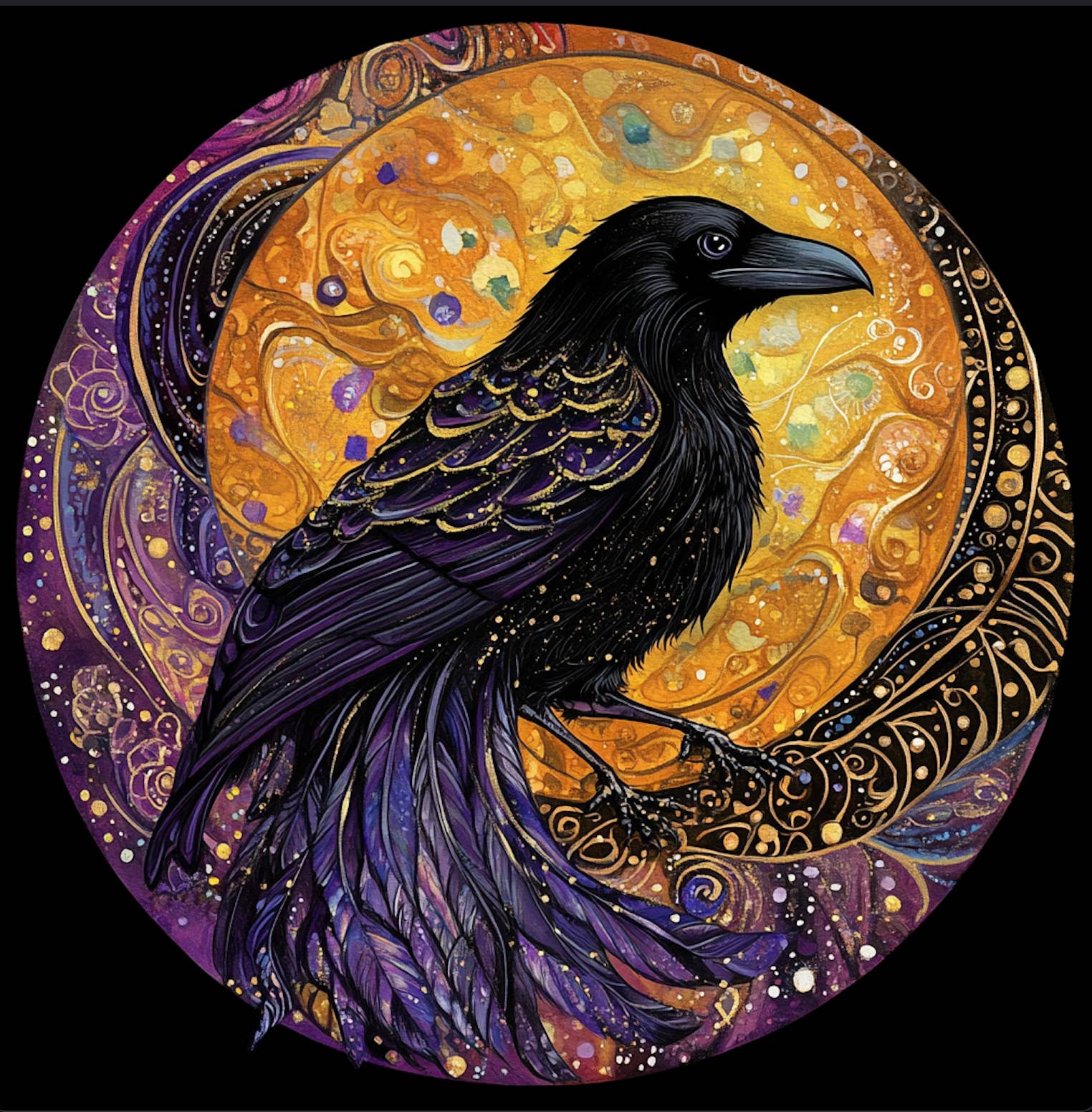 Bodhi Leaf Market - Wholesale Wall Accent - Mystical Raven Tambourine and Ribbon Wall Accent