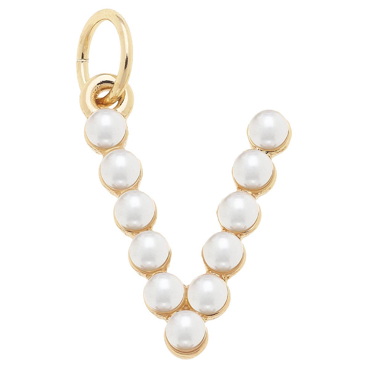 Canvas Style - Wholesale Individual Charm/Pendant - Pearl-Studded Letter Charm in Ivory3