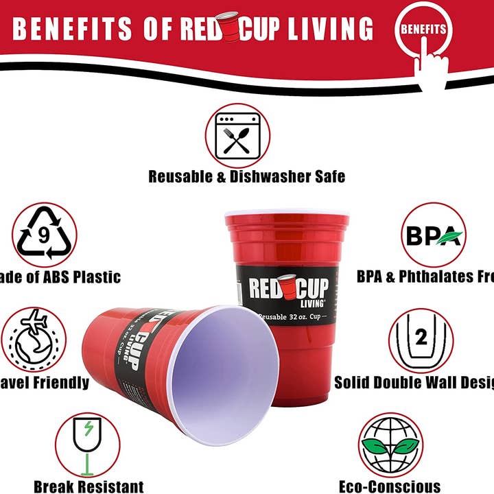 Red Cup Living - Vendita all'ingrosso Tazze monouso - Red Cup Living - Bicchiere per bevande riutilizzabile, 32 once, senza BPA3