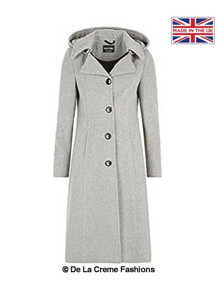 De La Creme Fashions - Vente Manteau – femme - Manteau mi-long à capuche en laine et cachemire Beatrice11