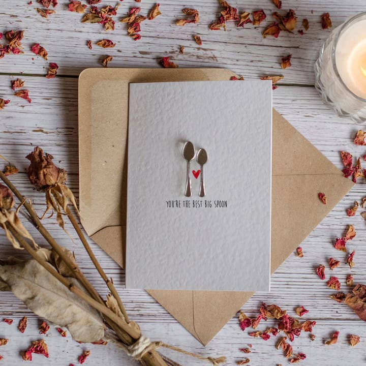 Tarjeta de San Valentín con la mejor cuchara grande para venta al por mayor de Two Little Hearts