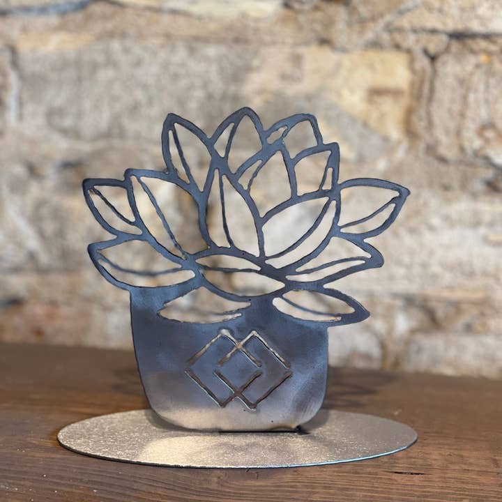 608 The Factory - Wholesale Decorative Tabletop Object - S/3 Potted Succulent Metal Stand - 608 The Factory