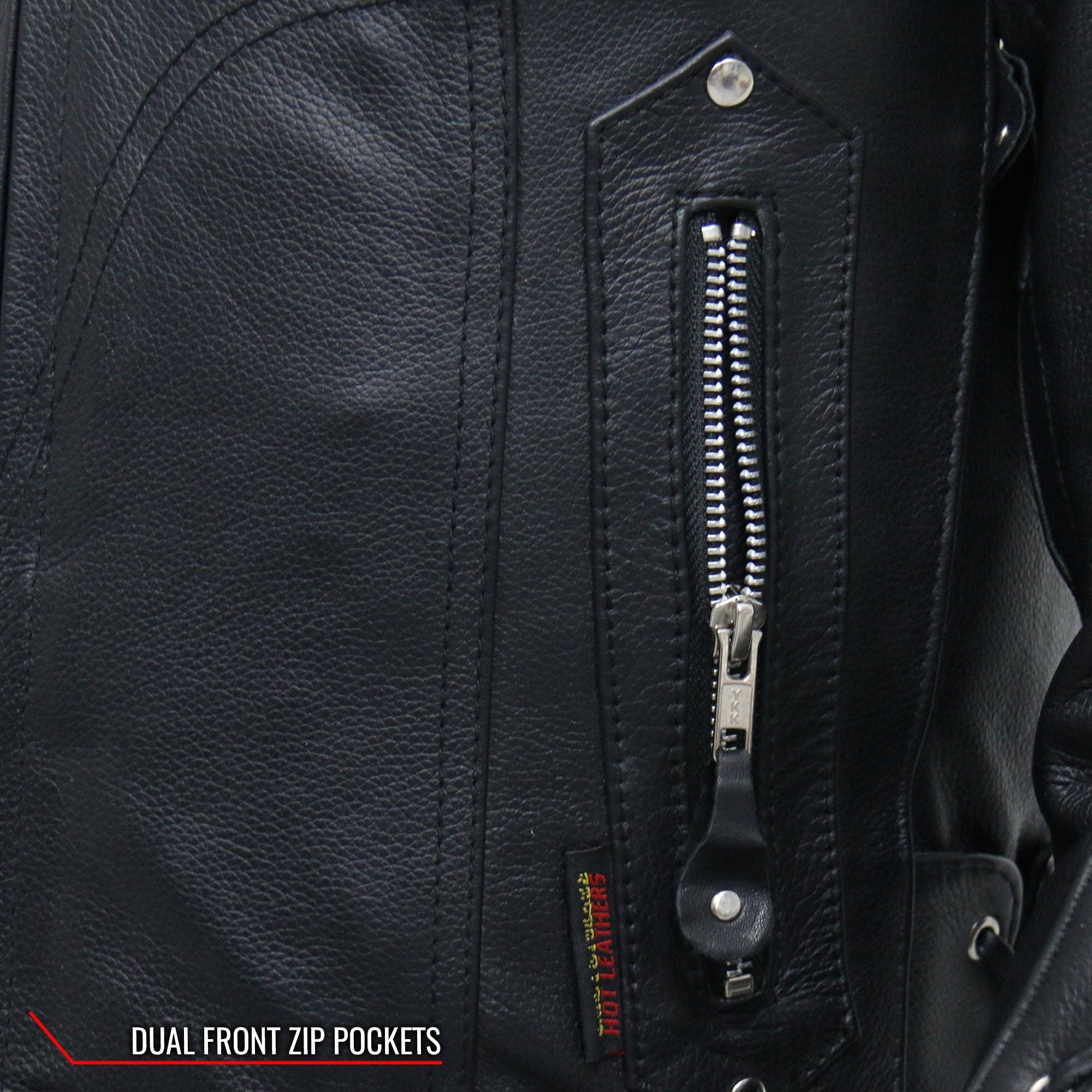 NEGRO Chaqueta motera de piel Hot Leathers JKL1025, estilo moto, mangas con cordones, para mujer de venta al por mayor en Faire14