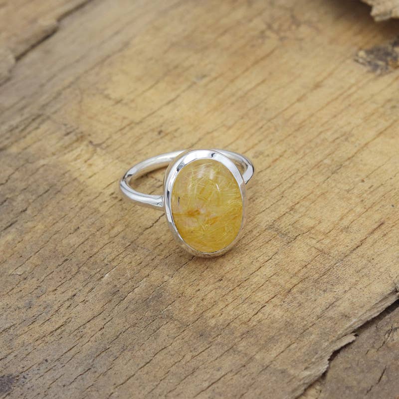 Jay Jools - Wholesale Cocktail/Statement Ring - Rutilated Quartz Ring: 925 Silver Handmade Gemstone Jewelry5