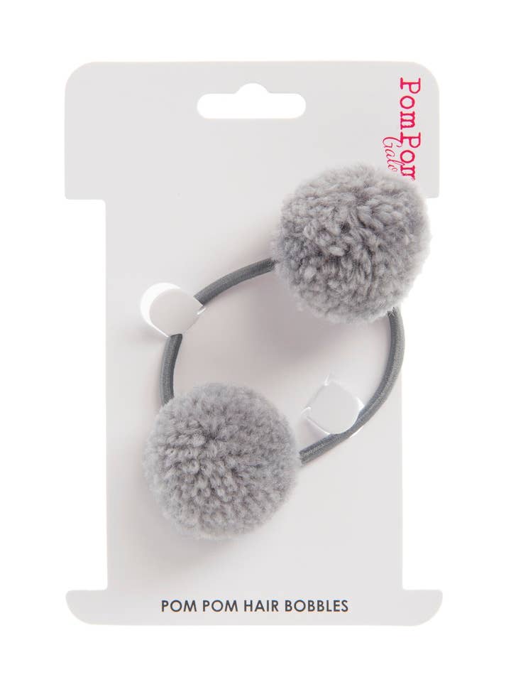 Pale Grey Double Pom Pom Hair Bobble for wholesale by PomPom Galore