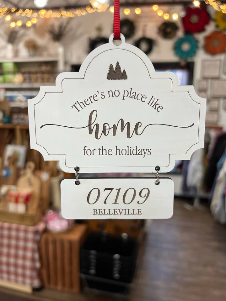 Custom Home for the Holidays Ornament with Plaque for wholesale by Pretty Handy