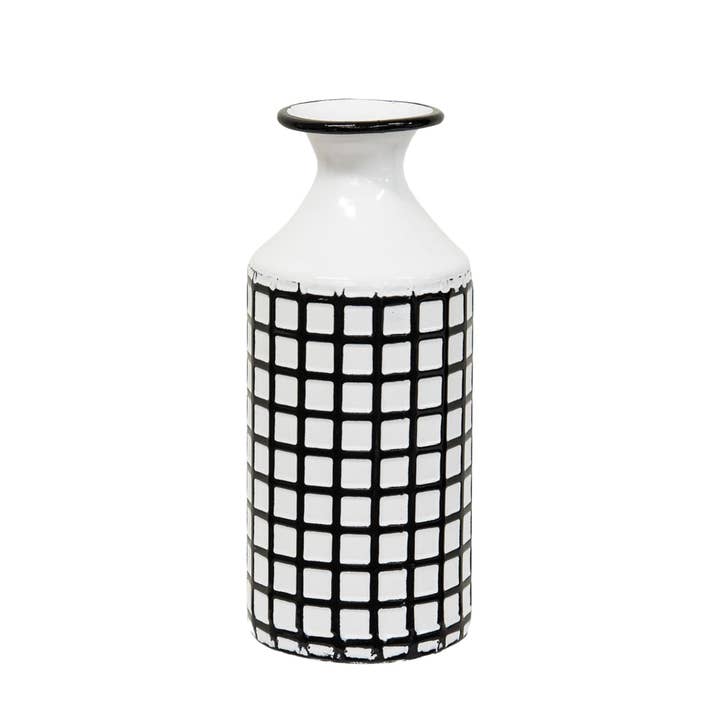 Farmhouse Check Enamel Vase, Small for wholesale by Col House Designs