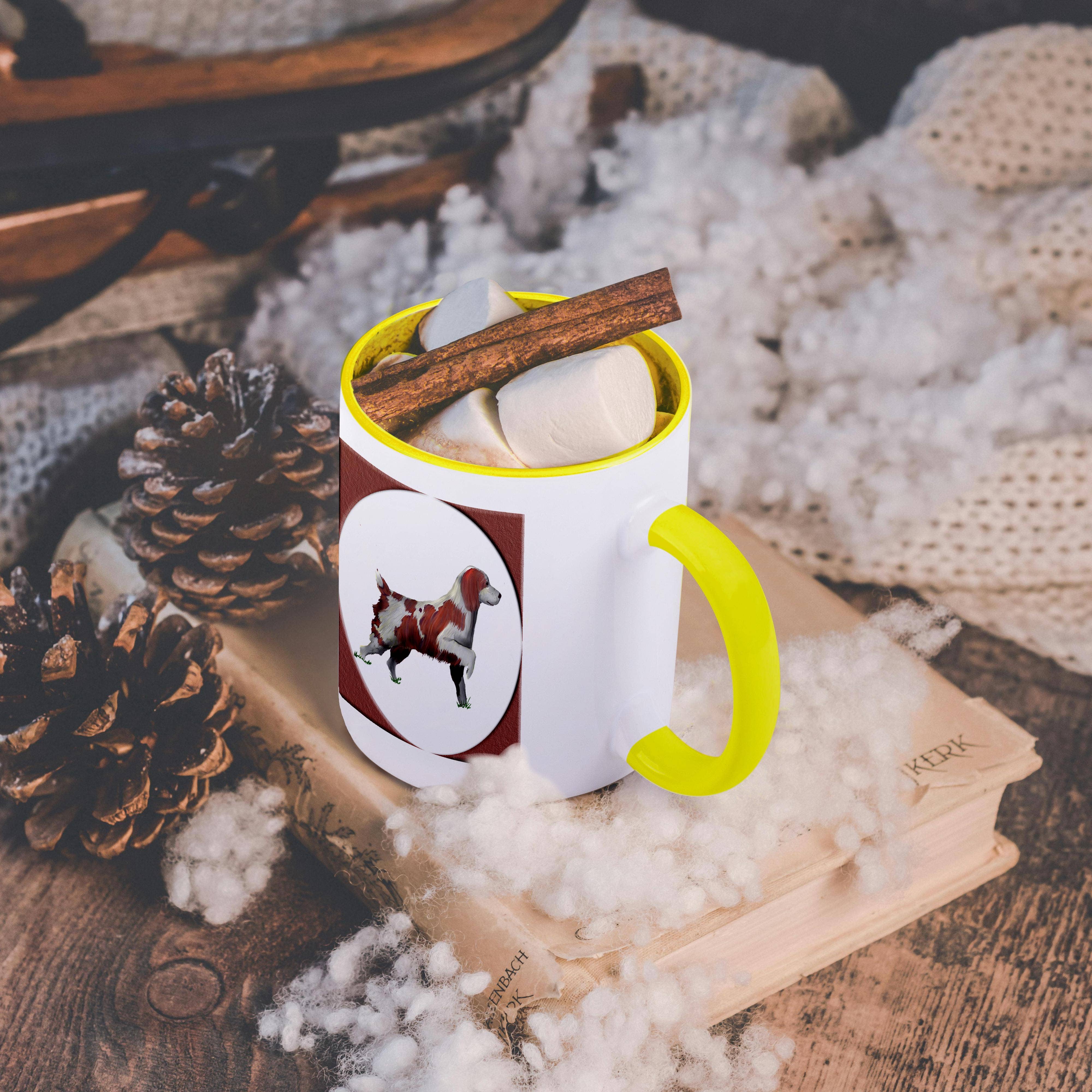 3dRose - Vendita all'ingrosso Tazza - 3dRose, Dipinto digitale a olio di un Springer Spaniel su sfondo bianco in una cornice rotonda coordinata, Tazza5