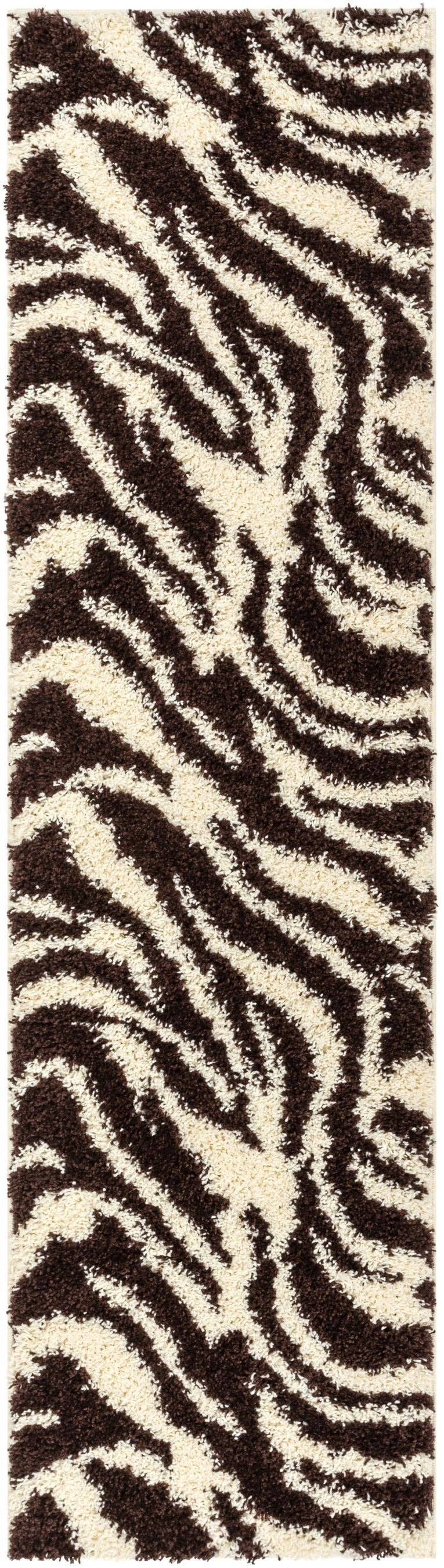 Well Woven - Wholesale Area Rug - Safari Zebra Brown Contemporary Shag Rug4