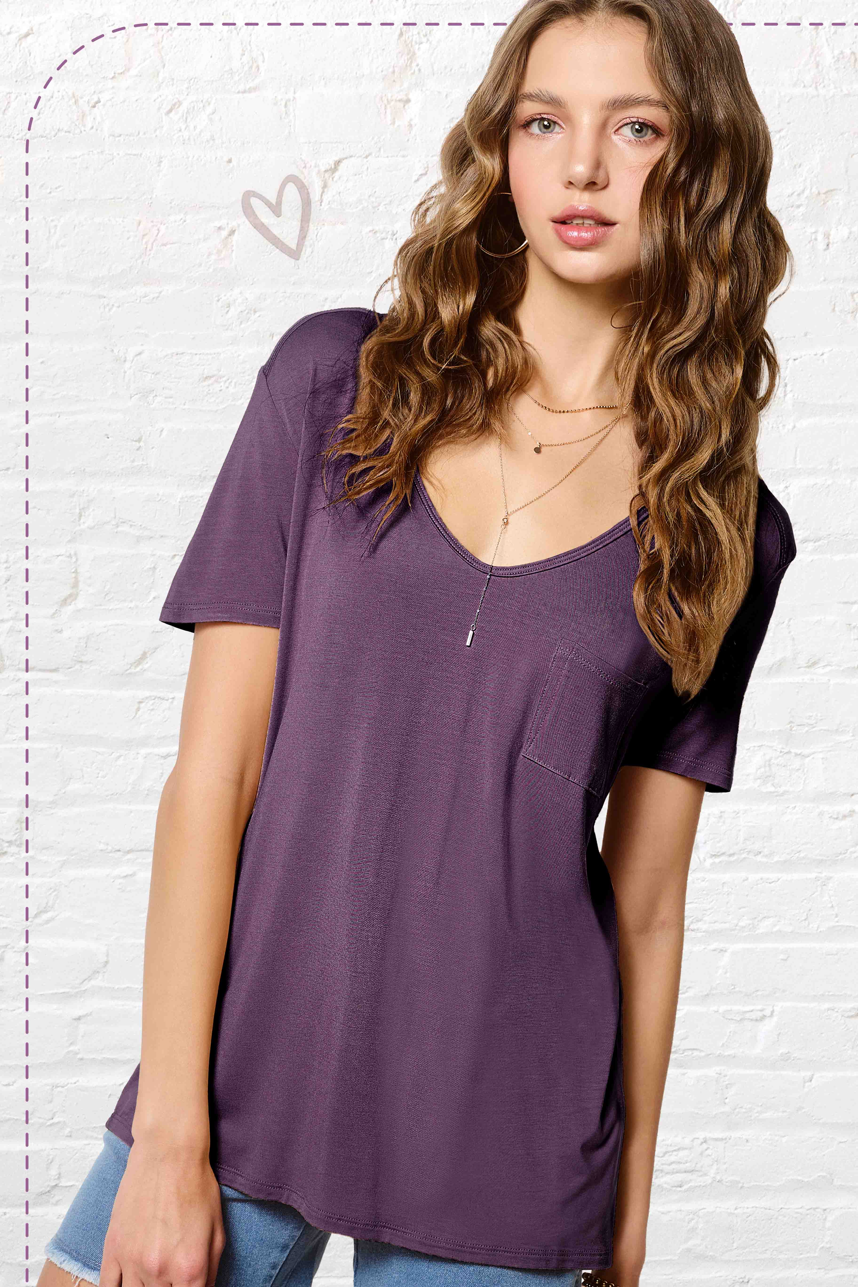 La Miel – T-shirt – Mulher por atacado – HUT7182-Camisola Básica de Manga Curta com Bolso Frontal Super Macio15