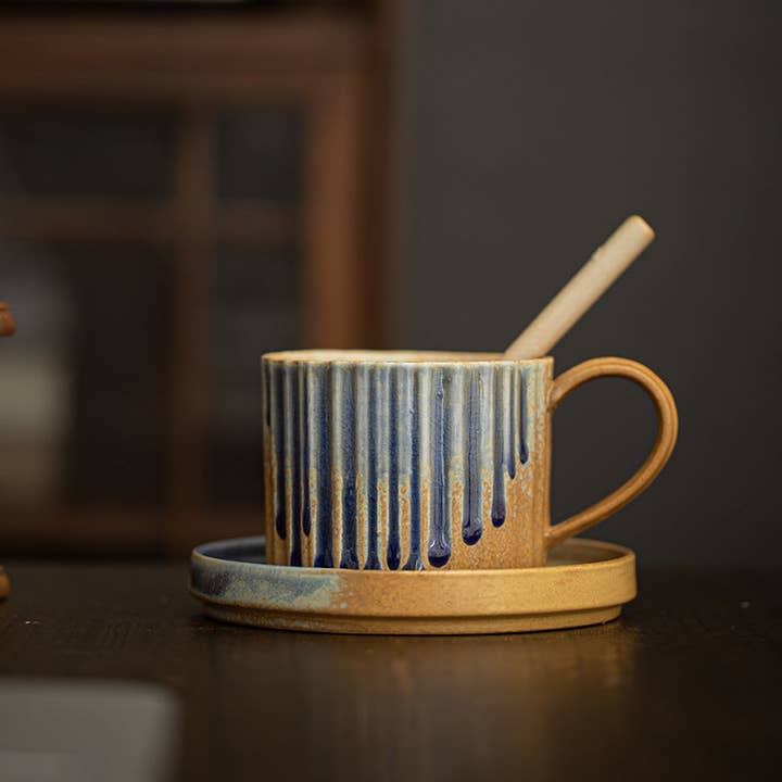 Gohobi - Wholesale Coffee Mug - Gohobi Japanese Style Ceramic Coffee Mug with Saucer Set 007