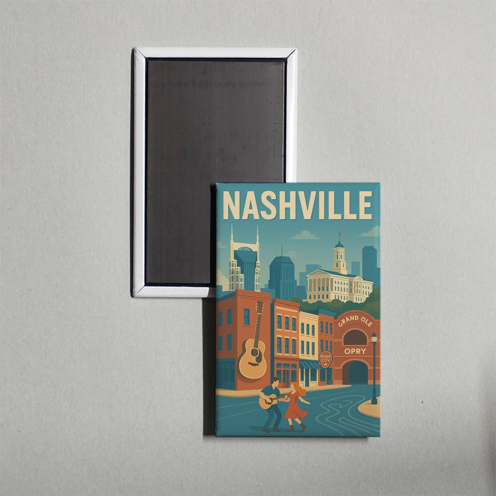 Square Mags - Wholesale Magnet - Nashville, Tennessee Mini Travel Poster Souvenir Magnets