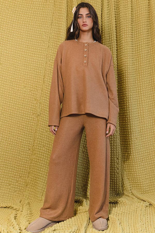 BUCKETLIST INC - Wholesale Pants - Women's - P5324 Solid Blushed Knit Wide Legs Pants13