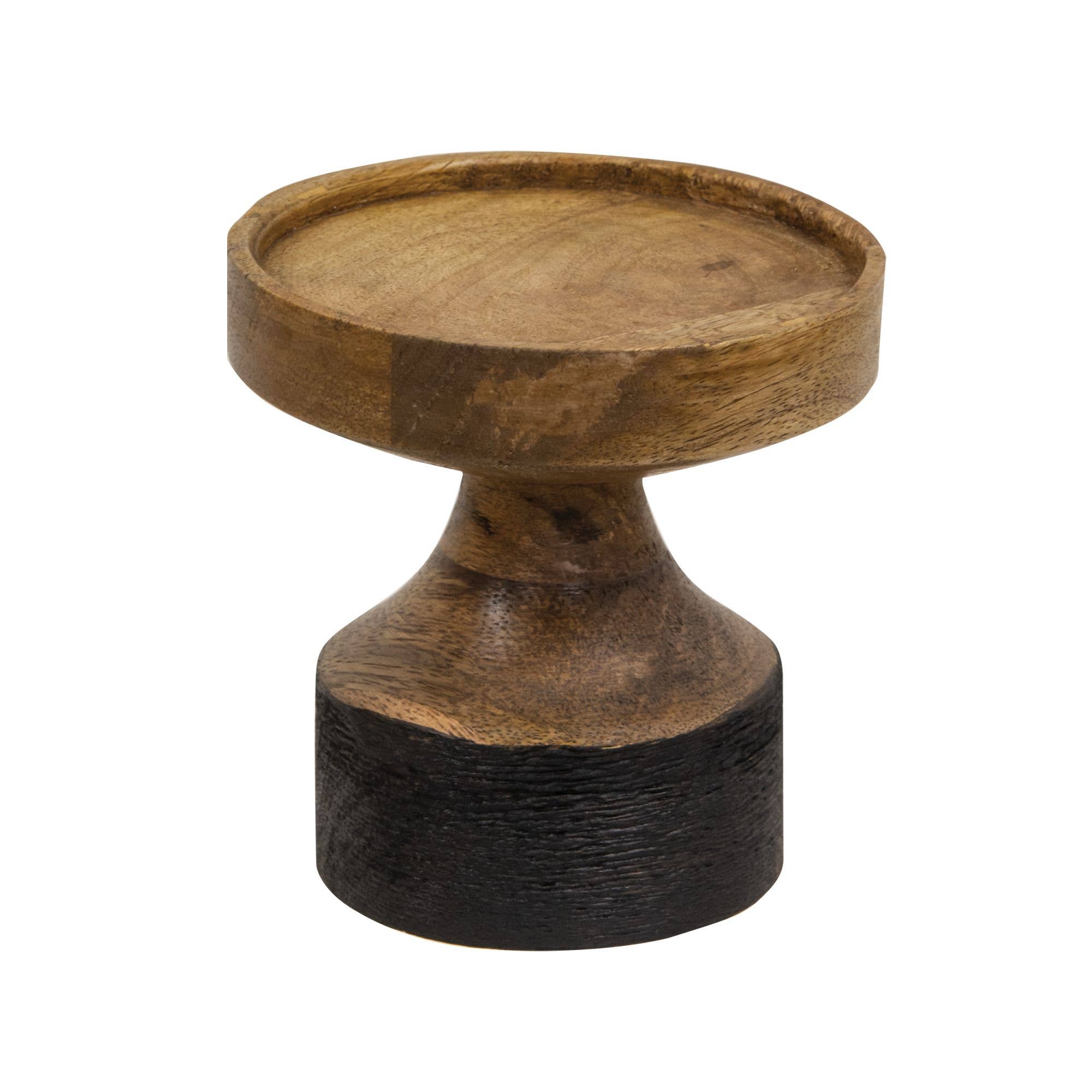 Col House Designs - Wholesale Candle Holder - Black & Wood Pillar Candle Holder, 4.25"0