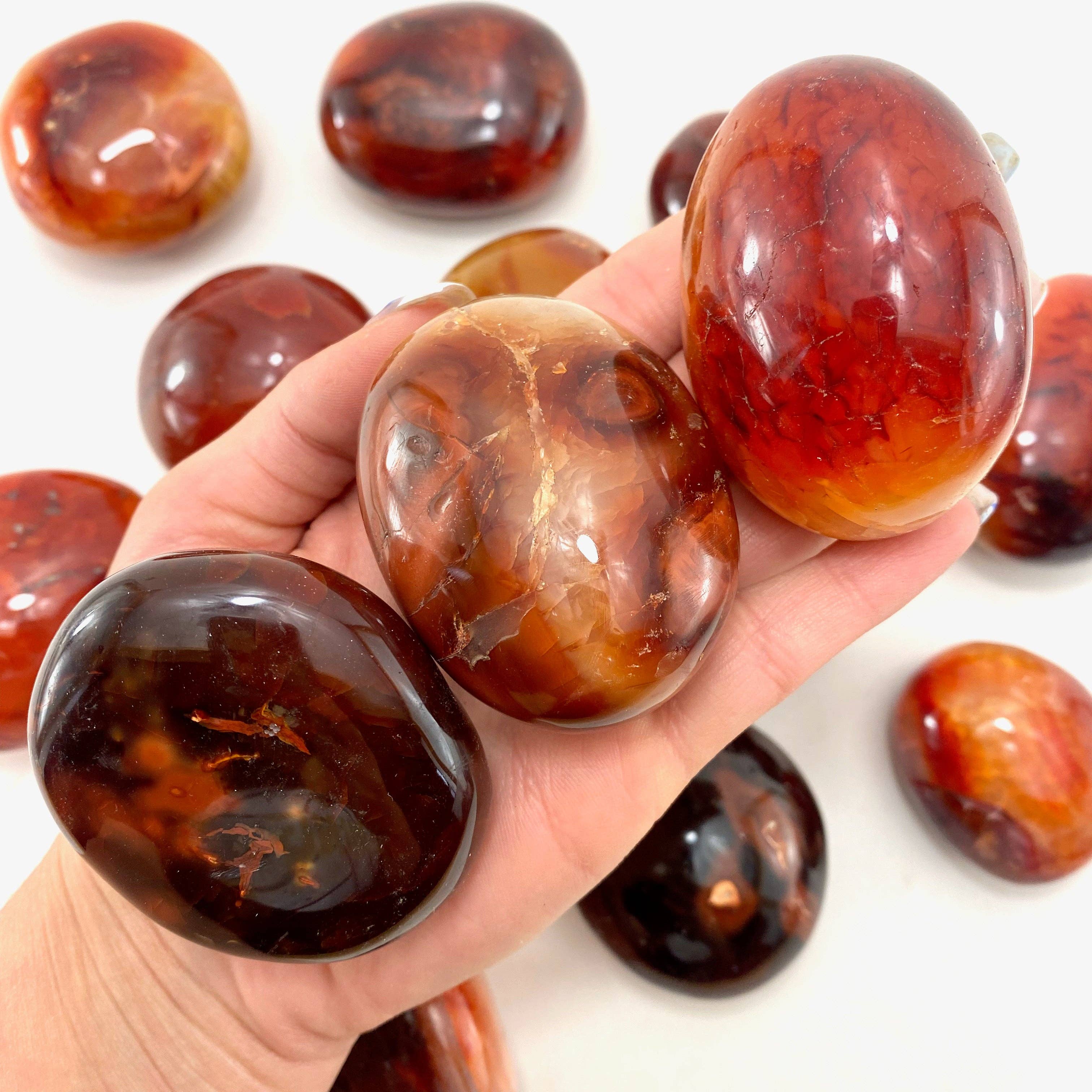 Moon Mountain Gems - Wholesale Spiritual Stone/Crystal - Carnelian Palm Stone0