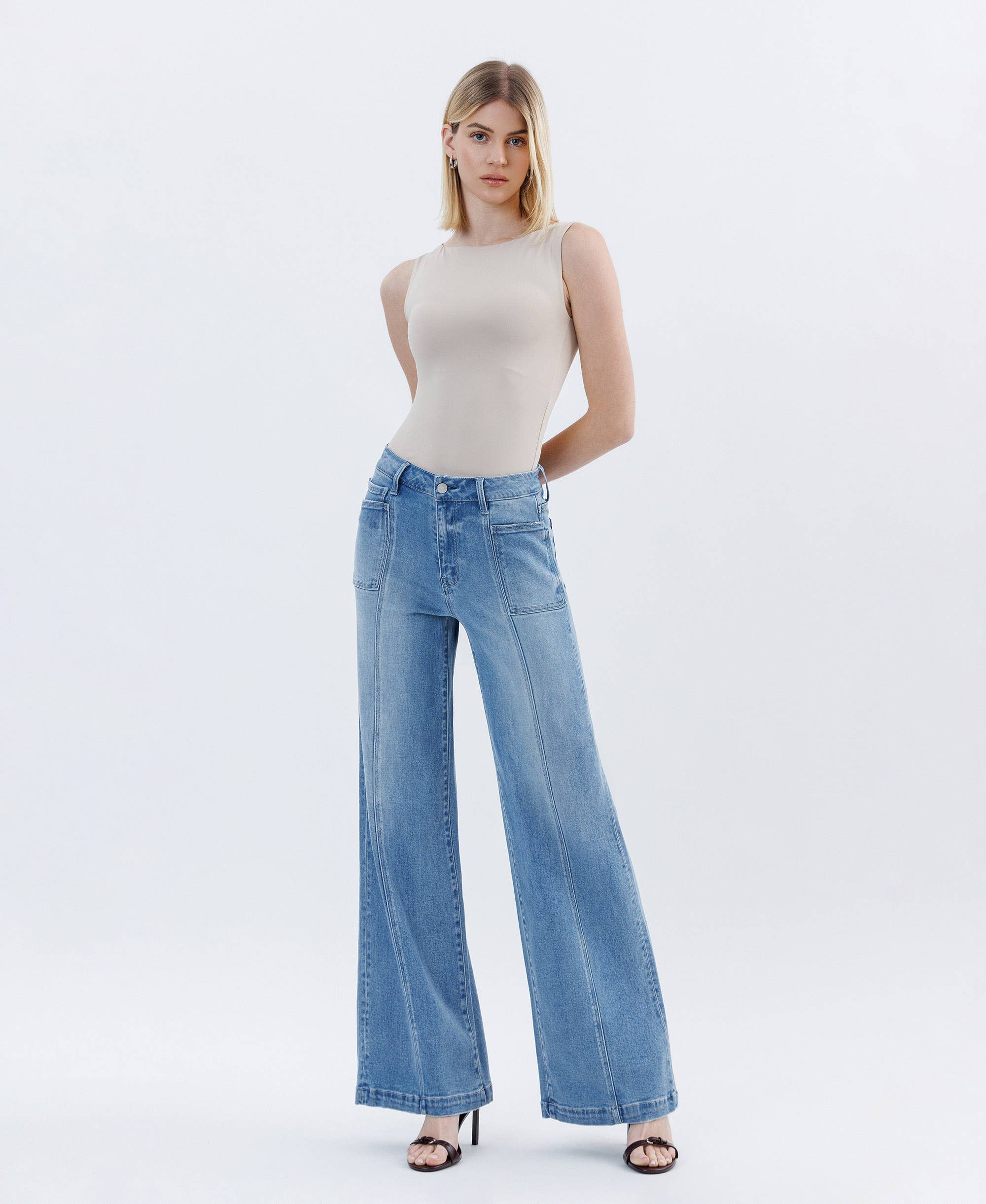 HOLLY HIGH RISE FULL LENGTH EXTREME WIDE LEG JEANS LV1702 for wholesale on Faire6