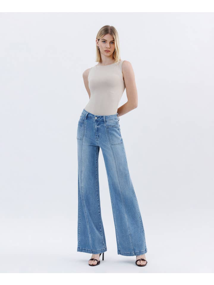 HOLLY HIGH RISE FULL LENGTH EXTREME WIDE LEG JEANS LV1702 for wholesale on Faire6