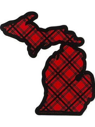 The Great Lakes State Buffalo Plaid Flannel Die Cut Vinyl Sticker for wholesale by Ink Detroit