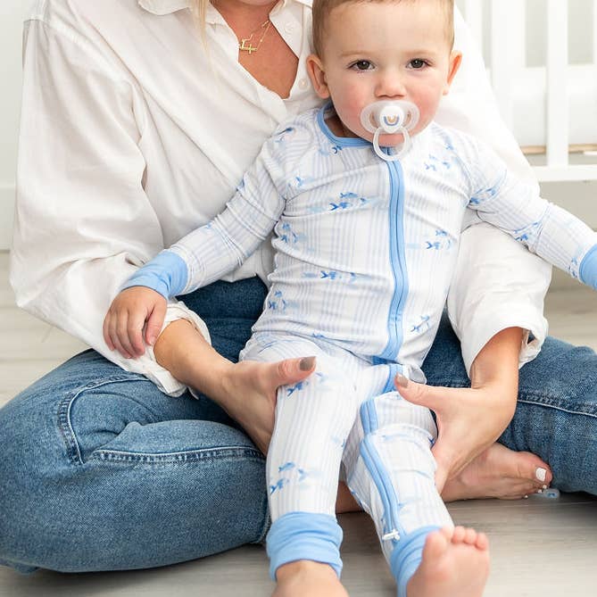 The Navy Knot - Wholesale Sleepsuit - Baby - Bamboo Baby Pajama Nautical Infant Sleepwear Coastal Outfit