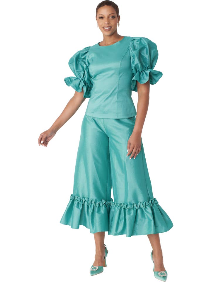 For Her NYC - Wholesale Pants - Women's - Dramatic Ruffle Hem Wide Leg Pants - 82170