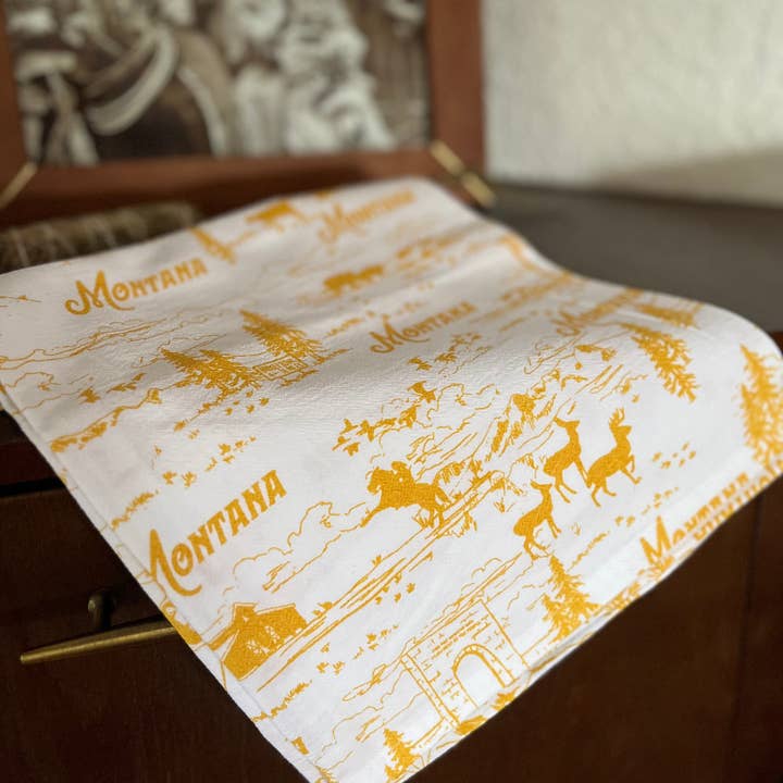 Toalha de Cozinha Montana Scenes Algodão - Ochre por atacado de H.B. Elliot