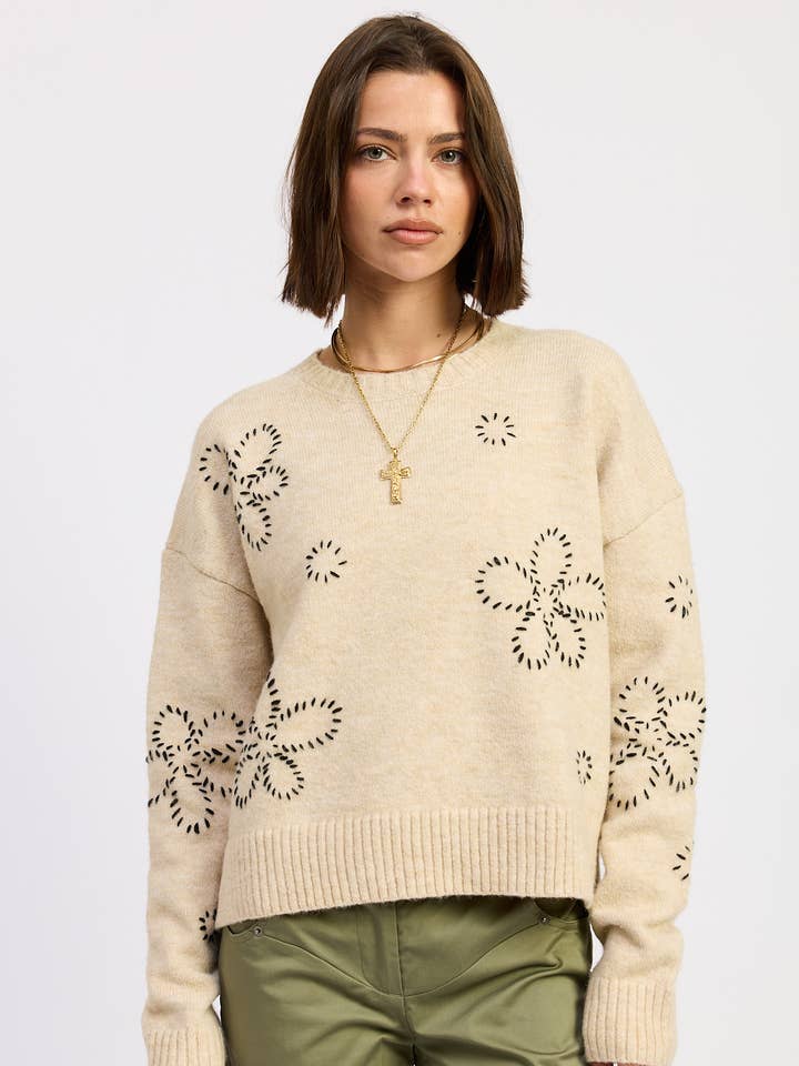 FLORAL WHIPSTITCH SWEATER for wholesale by Emory Park